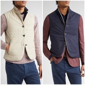 Eleventy Reversible Technical Vest 11-02 Blue And Sand Sz 52